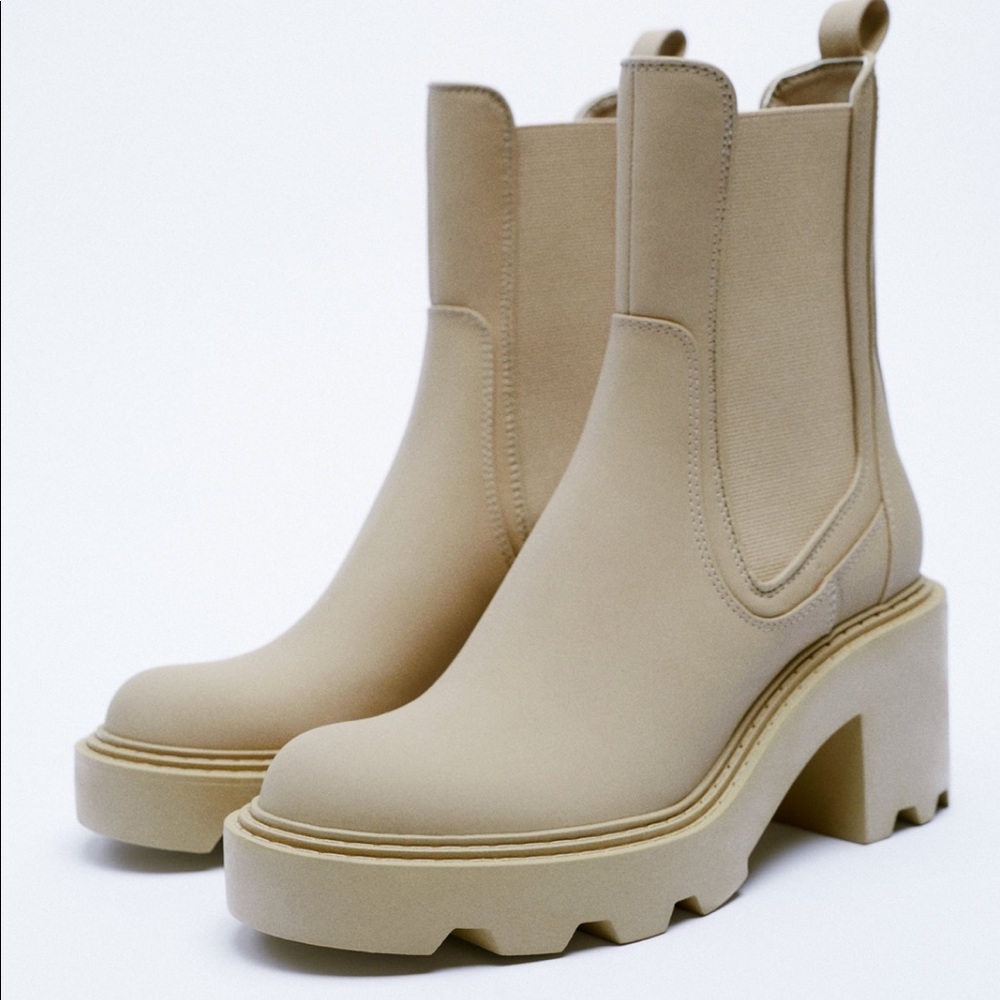 Zara Rubberized Heeled Ankle Boots
